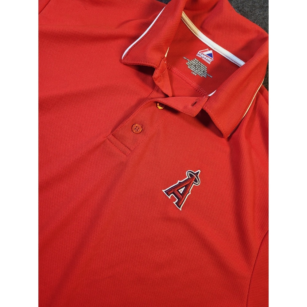 California Angels Golf Polo Majestic Red Men's Large MLB